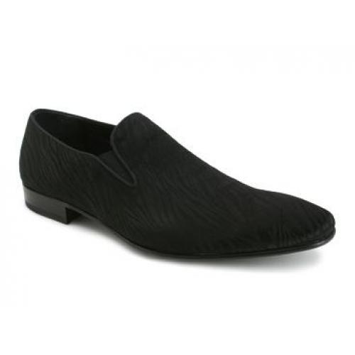 Mezlan "Ubbiali" 2647 Black Genuine Silk Zebra Pattern Leather Shoes